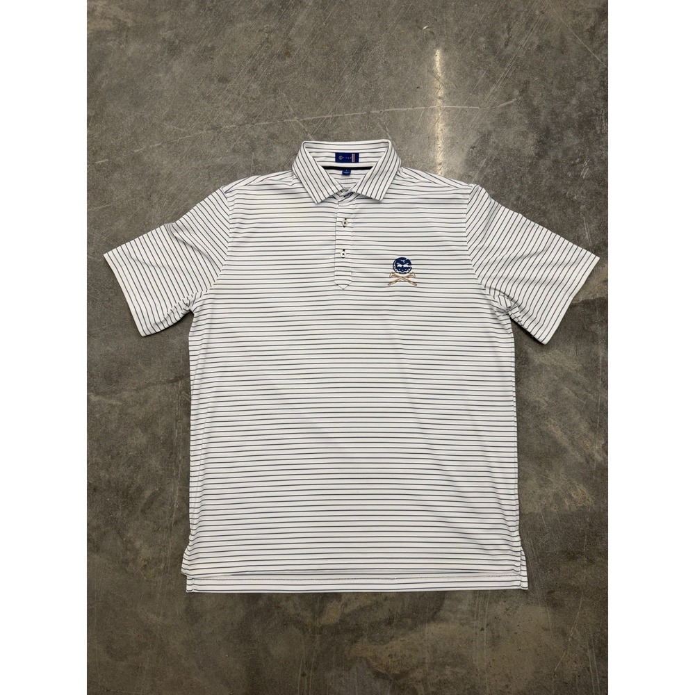 Stitch LIV Crushers Bryson Dechambeau Polo Men's Large White Stripe Skulls Golf